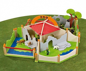 Игровой набор – Зоопарк, деревянный (Selecta, 4290k)